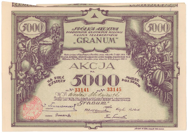 GRANUM..., Em.5, 5.000 mkp Reference: IBAP #115, Koziorowski 1583-11, Niegrzybow...