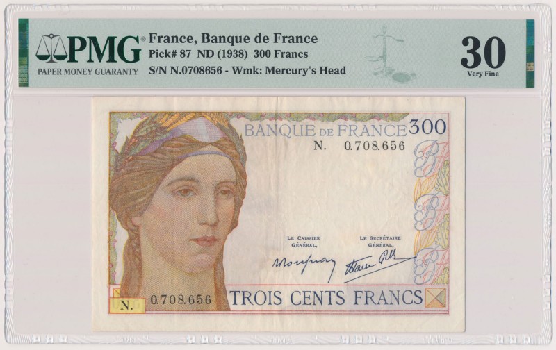 France, 300 Francs (1938) Reference: Pick 87
Grade: PMG 30