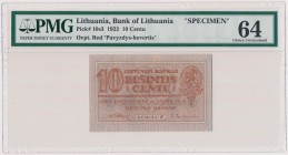 Lithuania, 10 Centu 1922 SPECIMEN