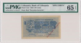 Lithuania, 20 Centu 1922 SPECIMEN MAX