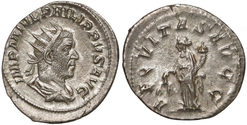Rome, Philip I Arab, AR Antoninian - Aequitas Awers: Popiersie cesarza w koronie...