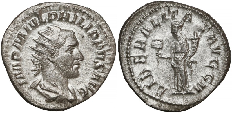 Rome, Philip I Arab, AR Antoninian - Liberalitas Awers: Popiersie cesarza w koro...