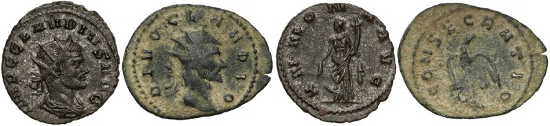 Roman Empire, Claudius II Gothicus, Lot (x2) Ciekawy zestaw dwóch follisów Klaud...