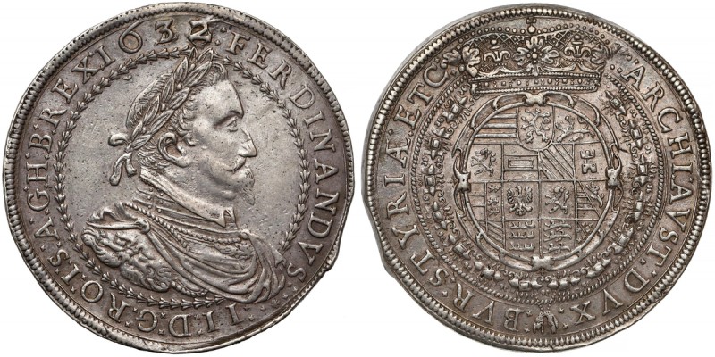 Austria, Ferdynand II, Dwutalar Graz 1632 (przebitka z 1626) Bardzo ładna moneta...