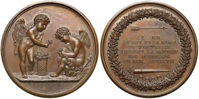 France, Medal - The Royal Couple Visit in Paris Mint 1807 Medal wybity z okazji ...