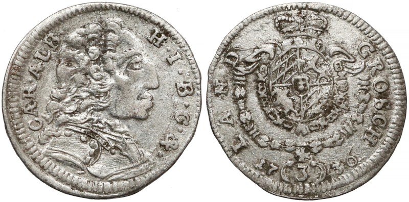 Niemcy, Bawaria, Karol I Albert, 3 krajcary 1736 
Grade: XF 

GERMANY