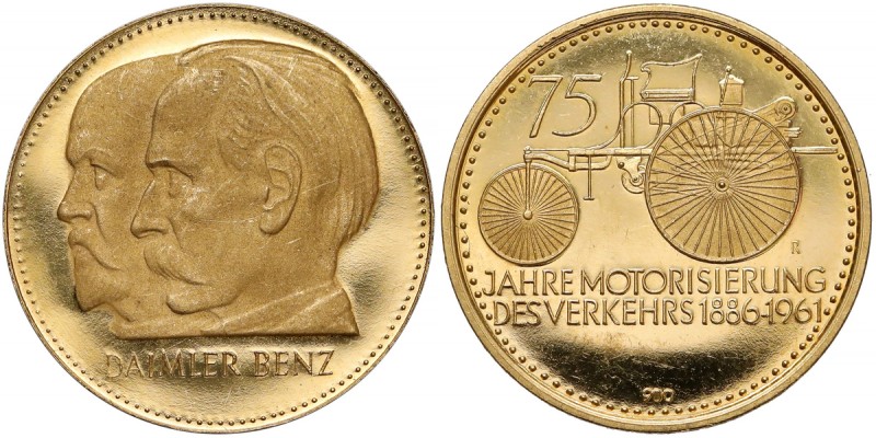 Niemcy, złoty Medal 75-lecie Daimler Benz 1961 r. Złoto .900, średnica 20.2 mm, ...