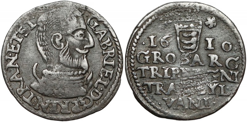 Transylvania, Gabriel Báthory, 3 Groschen 1610 Rzadszy rocznik 
 Srebro, średni...