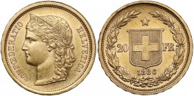 Switzerland, 20 Francs 1886