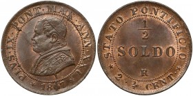 Vatican City, Pius IX, 1/2 Soldo 1867