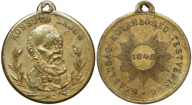 Hungary, Medal Lajos Kossuth, Springtide of Nations 1848 Mosiądz, średnica 30.5 ...