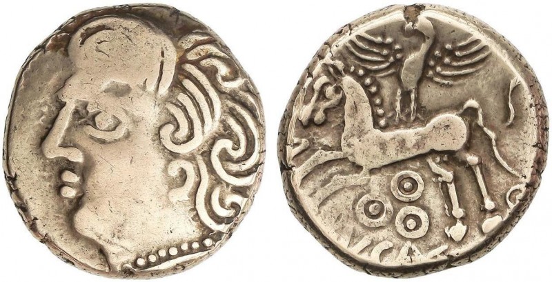 GREEK COINS
Estátera. GALIA. BITURIGES (Galia Central). Anv.: Cabeza de Apolo a...