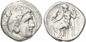 GREEK COINS
Dracma. 336-323 a.C. ALEJANDRO MAGNO. Anv.: Cabeza de Hércules con piel de león a derecha. Rev.: Zeus entronizado a izquierda, detrás ley...
