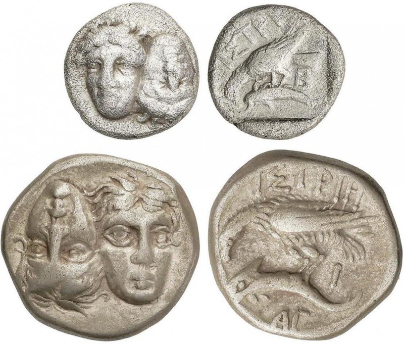 GREEK COINS
Lote 2 monedas 1/4 Estátera y Estátera. 400-350 a.C. ISTROS. TRACIA...