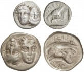 GREEK COINS
Lote 2 monedas 1/4 Estátera y Estátera. 400-350 a.C. ISTROS. TRACIA. Anv.: Cabezas imberbes yuxtapuestas e invertidas. Rev.: Águila a izq...