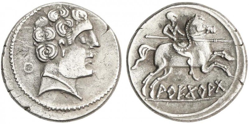 CELTIBERIAN COINS
Denario. 150-20 a.C. ARECORATAS (ÁGREDA, Soria). Anv.: Cabeza...