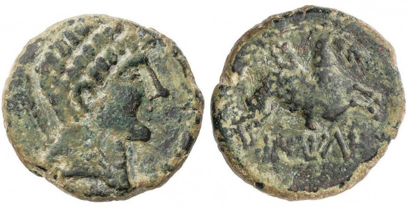 CELTIBERIAN COINS
As. 50 a.C. BAITOLO (BADALONA). Anv.: Cabeza masculina a dere...