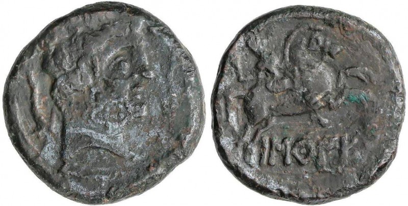 CELTIBERIAN COINS
As. 120-20 a.C. BASCUNES. (PAMPLONA). Anv.: Cabeza barbada a ...