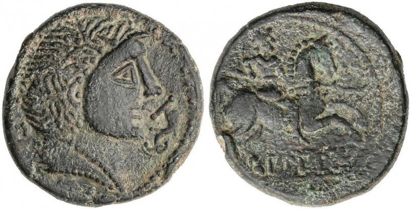 CELTIBERIAN COINS
As. 120-30 a.C. BILBILIS (CALATAYUD, Zaragoza). Anv.: Cabeza ...