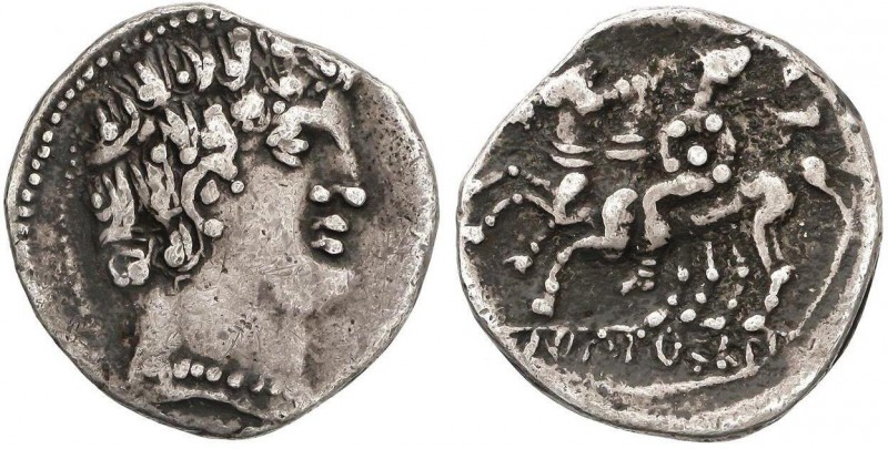 CELTIBERIAN COINS
Denario. 120-20 a.C. ICALCUSCEN (INIESTA, Cuenca). Anv.: Cabe...