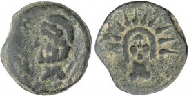 CELTIBERIAN COINS
As. 200-20 a.C. MALACA (MÁLAGA). Anv.: Cabeza de Vulcano barbado a izquierda con birrete redondeado terminado en borla a izquierda,...