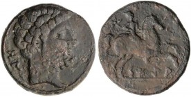 CELTIBERIAN COINS
As. 120-20 a.C. SEGIA (EJEA DE LOS CABALLEROS, Zaragoza). Anv.: Cabeza masculina a derecha, detrás letras ibéricas: ON. Rev.: Jinet...