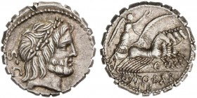 ROMAN COINS: ROMAN REPUBLIC
Denario. 83-82 a.C. ANTONIA-1. Q. Antonius Balbus. Anv.: S.C. Cabeza laureada de Júpiter. Rev.: Q. ANTO. BALB. PR. Victor...