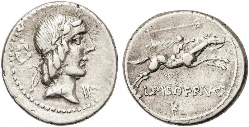 ROMAN COINS: ROMAN REPUBLIC
Denario. 90 a.C. CALPURNIA. L. Calpurnius Piso Frug...