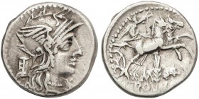ROMAN COINS: ROMAN REPUBLIC
Denario. 134 a.C. MARCIA-8. M. Marcius Mn. F. Rev.: Victoria con látigo en biga a derecha, debajo dos espigas. 3,91 grs. ...
