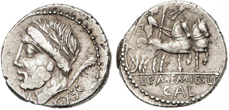 ROMAN COINS: ROMAN REPUBLIC
Denario. 87 a.C. MEMMIA-8. L. y C. Memmius L. f. Ga...