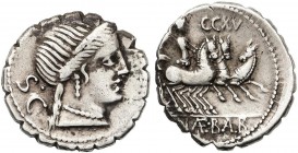 ROMAN COINS: ROMAN REPUBLIC
Denario. 79 a.C. NAEVIA-6. C. Naevius Balbus. Rev.: Victoria en triga a derecha, encima CCXV. En exergo C. NAE. BALB. 3,9...