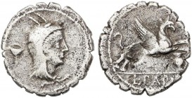 ROMAN COINS: ROMAN REPUBLIC
Denario. 79 a.C. PAPIA-1. L. Papius. Anv.: Cabeza de Juno Sospita a derecha, tocado con piel de ciervo, detrás símbolo. R...