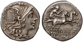 ROMAN COINS: ROMAN REPUBLIC
Denario. 155 a.C. PINARIA-1. Pinarius Natta. 3,73 grs. AR. Bonita pátina oscura. BONITA PIEZA. Cal-1092; FFC-965. EBC.