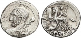 ROMAN COINS: ROMAN REPUBLIC
Denario. 112-111 a.C. QUINCTIA-6. Ti. Quinctius. Rev.: Jinete conduciendo un segundo caballo a izquierda, debajo rata a i...