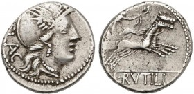 ROMAN COINS: ROMAN REPUBLIC
Denario. 77 a.C. RUTILIA-1. L. Rutilius Flaccus. 3,81 grs. AR. Cal-1237; Craw-387/1; FFC-1095. MBC+.