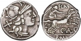 ROMAN COINS: ROMAN REPUBLIC
Denario. 140 a.C. VALERIA-7. C. Valerius C. f. Flaccus. 3,79 grs. AR. Ligera pátina oscura. Cal-1320; Craw-228/2; FFC-116...