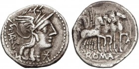 ROMAN COINS: ROMAN REPUBLIC
Denario. 130 a.C. VARGUNTEIA-1. Marcius Vargunteius. Anv.: Cabeza de Roma a derecha, delante *, detrás M. VARG. 3,87 grs....
