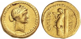 ROMAN COINS: ROMAN REPUBLIC
Áureo. 39 a.C. VIBIA-27. C. Vibius Varus. Anv.: Cabeza laureada de Apolo a derecha. Rev.: C. VIBIVS VARVS. Venus de pie a...