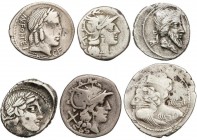 ROMAN COINS: ROMAN REPUBLIC
Lote 11 monedas Denario. AELIA, CALPURNIA (2), CONSIDIA, CURTIA, FONTEIA (2), LICINIA, RUBRIA, TITIA y VIBIA. AR. (Varias...