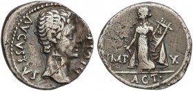 ROMAN COINS: ROMAN EMPIRE
Denario. Acuñada el 15-13 a.C. AUGUSTO. Anv.: AVGVSTVS DIVI F. Cabeza descubierta de Augusto a derecha. Rev.: IMP. X. En ex...