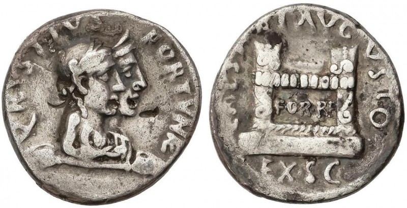 ROMAN COINS: ROMAN EMPIRE
Denario. Acuñada el 19 a.C. AUGUSTO. Anv.: Q. RVSTIVS...