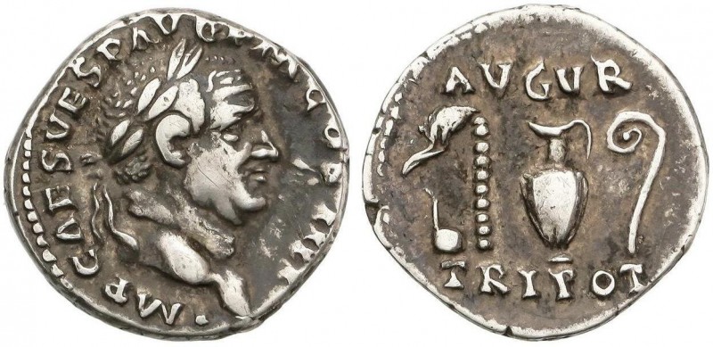 ROMAN COINS: ROMAN EMPIRE
Denario. Acuñada el 72-73 d.C. VESPASIANO. Anv.: IMP....