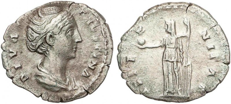 ROMAN COINS: ROMAN EMPIRE
Denario. Acuñada posterior al 141 d.C. FAUSTINA MADRE...