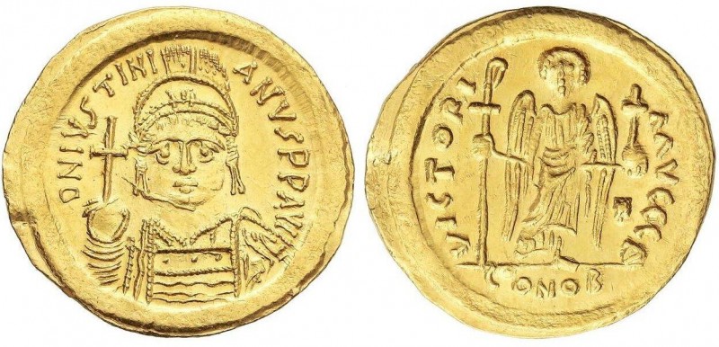 BYZANTINE COINS
Sólido. 527-565 d.C. JUSTINIANO I. CONSTANTINOPLA. Anv.: DN IVS...