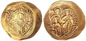 BYZANTINE COINS
Hyperpyron. (1261-1282 d.C.). MIGUEL VIII PALEÓLOGO. CONSTANTINOPLA. Anv.: Busto de la Virgen orando. Rev.: Miguel arrodillado delant...