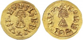 VISIGOTHIC COINS
Triente. (612-621 d.C.). SISEBUTO. TOLETO (Carthaginensis). Anv.: ¶SISEBVTVSRE x. Rev.: ¶TOLETOPIV¶. 1,42 grs. AU. VCC-229.1. EBC-....