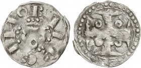 MEDIEVAL COINS: CATALONIA-ARAGÓN
Diner. RAMON BERENGUER IV. BARCELONA. Anv.: ·BARCINO en leyenda exterior y retrograda. Lirio entre puntos. Rev.: Cru...
