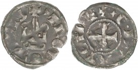 MEDIEVAL COINS: CATALONIA-ARAGÓN
Diner Tornés. (1311-1390). GRAN COMPANYIA CATALANA. ATENAS y NEOPATRIA. Anv.: + ThEBE: CIVIS Castillo. Rev.: + G DVX...
