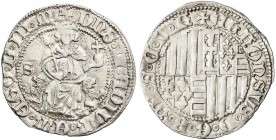 MEDIEVAL COINS: CATALONIA-ARAGÓN
Carlí. ALFONS IV. NAPOLS. Anv.: +DNS·M·ADIVT·ET·EGO·D·M·M. Rey de frente en trono sosteniendo globo crucífero. Marca...