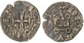 MEDIEVAL COINS: KINGDOM OF NAVARRE
1/2 Carlín Negro. CARLOS EL MALO. Anv.: ¶KAROLVS :REX. Cruz interior. Rev.: ¶ :DE :NAVARRA. Castillo tornés. 0,66 ...